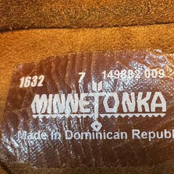 Minnetonka Women's 3-Layer Fringe Tall  Moccasins Boots brown suede 7 - Picture 4 of 6